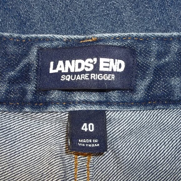 Lands' End Square Rigger Mens Jeans Size 40 Elastic Stretch Waist Faded Blue - Picture 6 of 9
